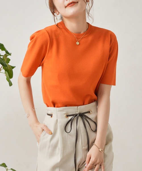 Chez toi（シェトワ）の「袖山タックコンパクトニットプルオーバー（ニット/セーター・レディース・オフホワイト/ブラック/グリーン/オレンジ・FREE）」の20枚目の写真