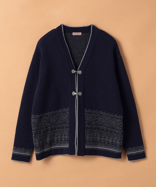 BEAMS LIGHTS(ビームスライツ)の「BEAMS LIGHTS / ノルディック柄 カーディガン(カーディガン/ボレロ・メンズ・チャコールグレー/ネイビー・SMALL/MEDIUM/LARGE)」の6枚目の写真