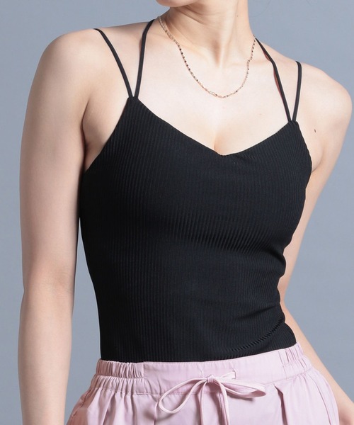 HEREIAM（ヘレイアム）の「【HEREIAM】ハイストレッチリブキャミ(カップ付き)（キャミソール・レディース・ホワイト/ブラック/ラベンダー/オレンジ・SMALL/MEDIUM）」の3枚目の写真