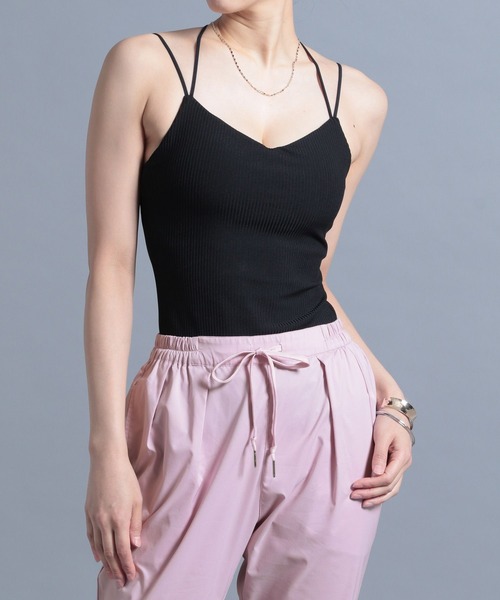 HEREIAM（ヘレイアム）の「【HEREIAM】ハイストレッチリブキャミ(カップ付き)（キャミソール・レディース・ホワイト/ブラック/ラベンダー/オレンジ・SMALL/MEDIUM）」の6枚目の写真