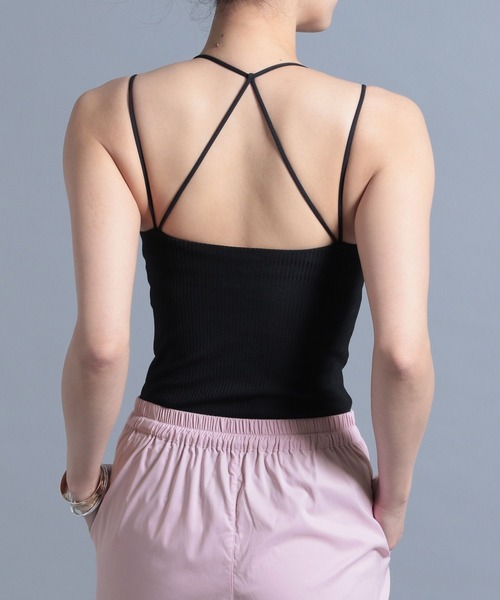 HEREIAM（ヘレイアム）の「【HEREIAM】ハイストレッチリブキャミ(カップ付き)（キャミソール・レディース・ホワイト/ブラック/ラベンダー/オレンジ・SMALL/MEDIUM）」の7枚目の写真