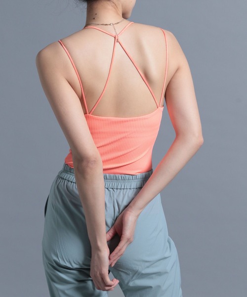 HEREIAM（ヘレイアム）の「【HEREIAM】ハイストレッチリブキャミ(カップ付き)（キャミソール・レディース・ホワイト/ブラック/ラベンダー/オレンジ・SMALL/MEDIUM）」の10枚目の写真