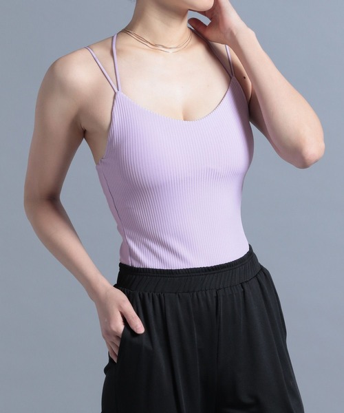 HEREIAM（ヘレイアム）の「【HEREIAM】ハイストレッチリブキャミ(カップ付き)（キャミソール・レディース・ホワイト/ブラック/ラベンダー/オレンジ・SMALL/MEDIUM）」の12枚目の写真