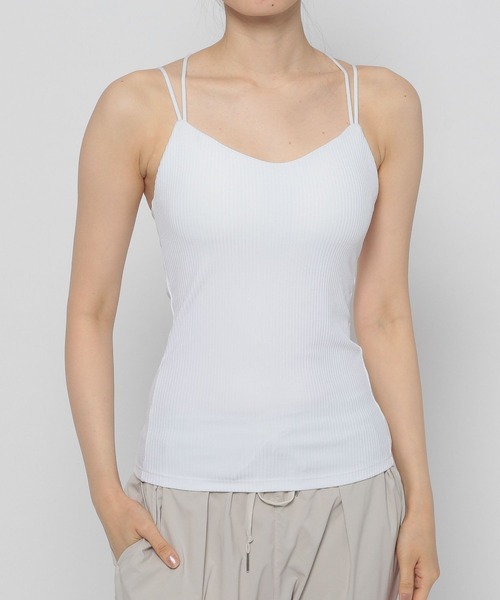 HEREIAM（ヘレイアム）の「【HEREIAM】ハイストレッチリブキャミ(カップ付き)（キャミソール・レディース・ホワイト/ブラック/ラベンダー/オレンジ・SMALL/MEDIUM）」の14枚目の写真