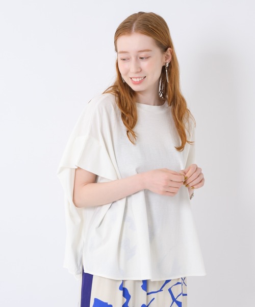 malla（マーラ）の「malla 強撚ドルマンプルオーバー（Tシャツ/カットソー・レディース・ホワイト/ブラック/オレンジ・FREE）」の2枚目の写真