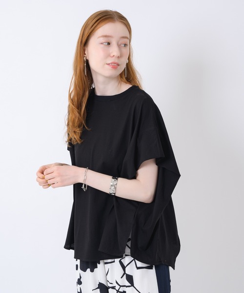 malla（マーラ）の「malla 強撚ドルマンプルオーバー（Tシャツ/カットソー・レディース・ホワイト/ブラック/オレンジ・FREE）」の3枚目の写真