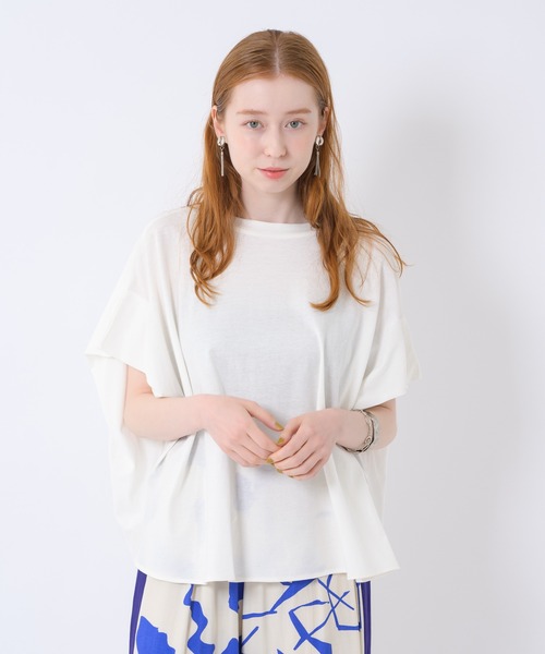 malla（マーラ）の「malla 強撚ドルマンプルオーバー（Tシャツ/カットソー・レディース・ホワイト/ブラック/オレンジ・FREE）」の8枚目の写真