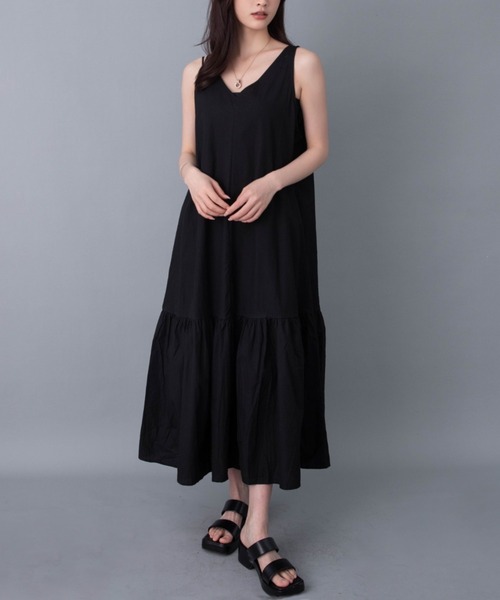 solleim(ソルレム)の「裾ティアードキャミワンピース(ワンピース・レディース・ブラック/テラコッタ・M)」の12枚目の写真