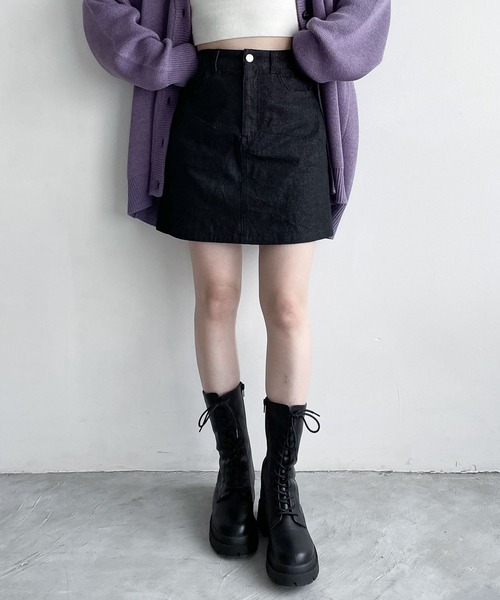 Heather(ヘザー)の「アソートミニスカート2 156852(デニムスカート・レディース・アイボリー/ブラック/インディゴブルー/ブラウン系その他/ブラック系/ブラウン系・S/M)」の3枚目の写真