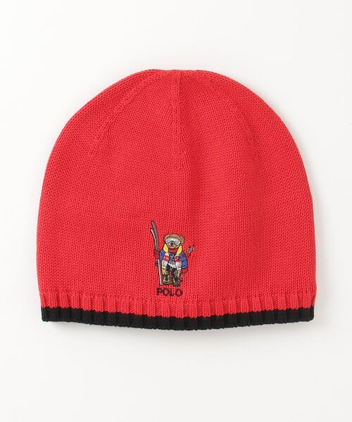 POLO RALPH LAUREN CHILDRENSWEAR（ポロ ラルフ ローレン チルドレンズウェア）の「Polo ベア コットン ハット（ニットキャップ/ビーニー・キッズ・レッド・ONE）」の3枚目の写真