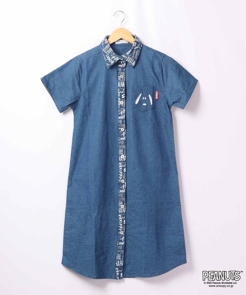 PEANUTS(ピーナッツ)の「PEANUTS スヌーピー デニム ロングシャツ ワンピ(ワンピース・レディース・ネイビー/ネイビー系・M/L)」の2枚目の写真