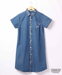 PEANUTS スヌーピー デニム ロングシャツ ワンピ