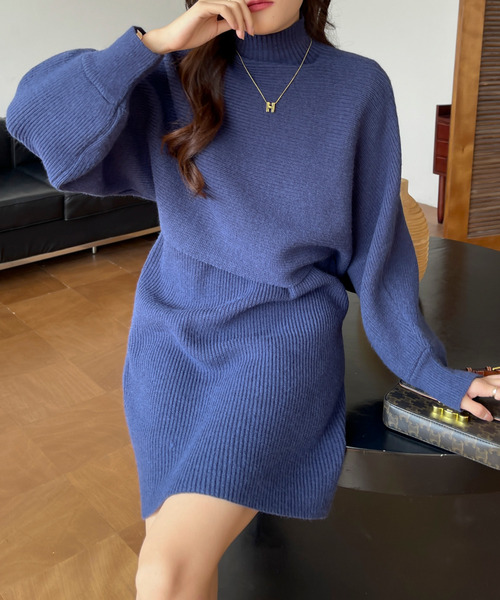 BANNER SELECT(バナーセレクト)の「ハイネックリブニット+ノースリーブワンピース2点セット(Tシャツ/カットソー・レディース・ブラック/アイボリー/モカ/ネイビー/グレー/ライトカーキ/ブラウン/ボルドー・FREE)」の20枚目の写真