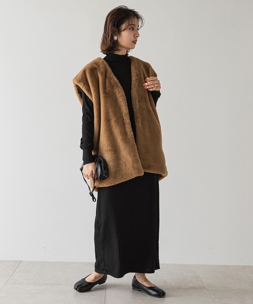 rectangle（レクタングル）の「エコファーベスト（ベスト・レディース・アイボリー/ブラウン/ブラック・FREE）」の6枚目の写真