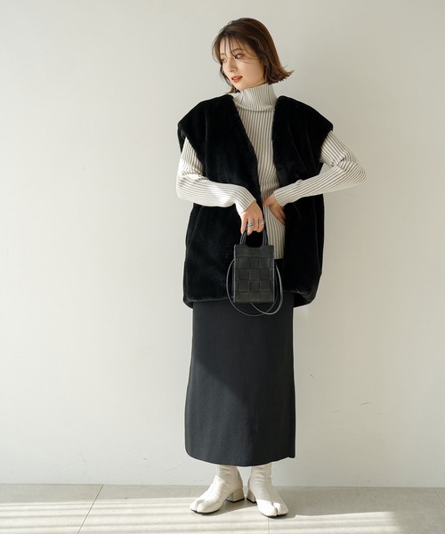 rectangle（レクタングル）の「エコファーベスト（ベスト・レディース・アイボリー/ブラウン/ブラック・FREE）」の17枚目の写真