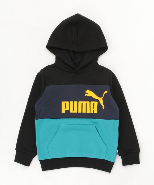 PUMA（プーマ）の「プーマ PUMA ESS+ カラーブロック フーディースウェット FL_（スウェット・キッズ・グレー/ブラック×ホワイト/ブラック×グリーン・120cm/130cm/140cm/150cm/160cm）」の3枚目の写真
