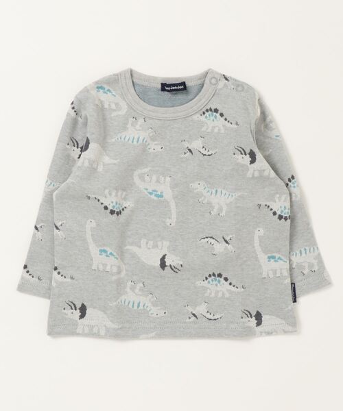 Moujonjon(ムージョンジョン)の「総柄ジャガードTシャツ(Tシャツ/カットソー・キッズ・ブルー/グレー・100/90/80/110/120)」の2枚目の写真