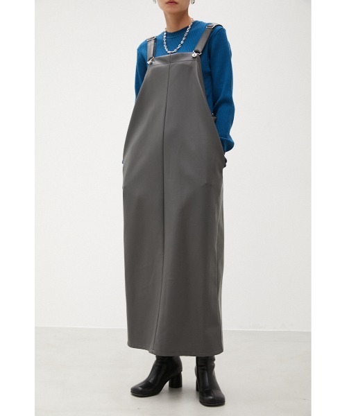 crie conforto(クリーコンフォルト)の「フェイクレザージャンスカ(ジャンパースカート・レディース・ブラック/ダークグレー/ライトベージュ・FREE)」の3枚目の写真