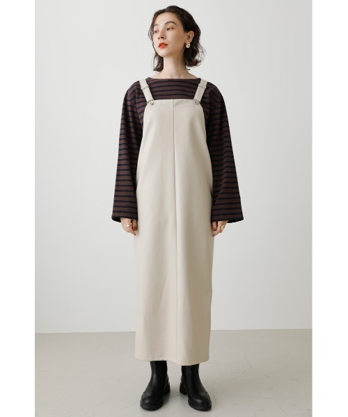 crie conforto(クリーコンフォルト)の「フェイクレザージャンスカ(ジャンパースカート・レディース・ブラック/ダークグレー/ライトベージュ・FREE)」の9枚目の写真