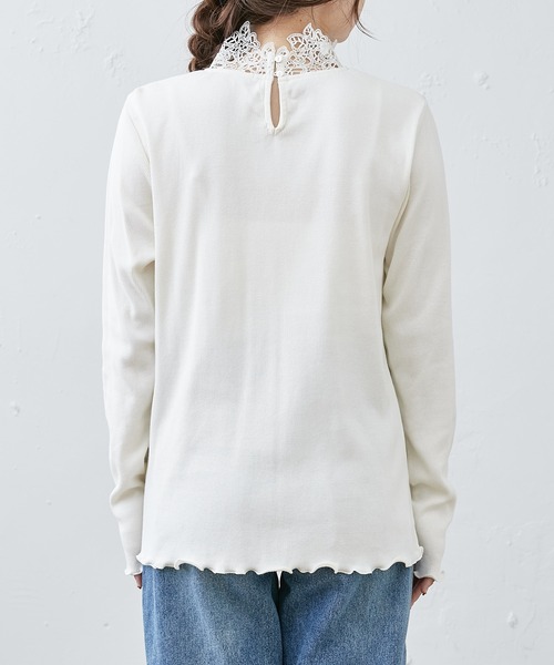 PUAL CE CIN（ピュアルセシン）の「テレコレース襟ロングスリーブインナー（Tシャツ/カットソー・レディース・ブラック/オフホワイト・FREE）」の14枚目の写真