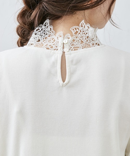 PUAL CE CIN（ピュアルセシン）の「テレコレース襟ロングスリーブインナー（Tシャツ/カットソー・レディース・ブラック/オフホワイト・FREE）」の15枚目の写真