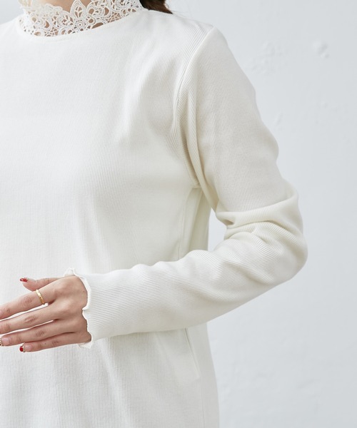 PUAL CE CIN（ピュアルセシン）の「テレコレース襟ロングスリーブインナー（Tシャツ/カットソー・レディース・ブラック/オフホワイト・FREE）」の17枚目の写真