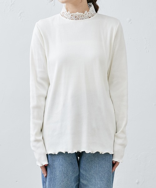 PUAL CE CIN（ピュアルセシン）の「テレコレース襟ロングスリーブインナー（Tシャツ/カットソー・レディース・ブラック/オフホワイト・FREE）」の12枚目の写真