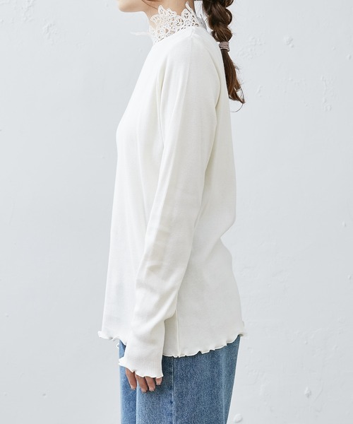 PUAL CE CIN（ピュアルセシン）の「テレコレース襟ロングスリーブインナー（Tシャツ/カットソー・レディース・ブラック/オフホワイト・FREE）」の13枚目の写真