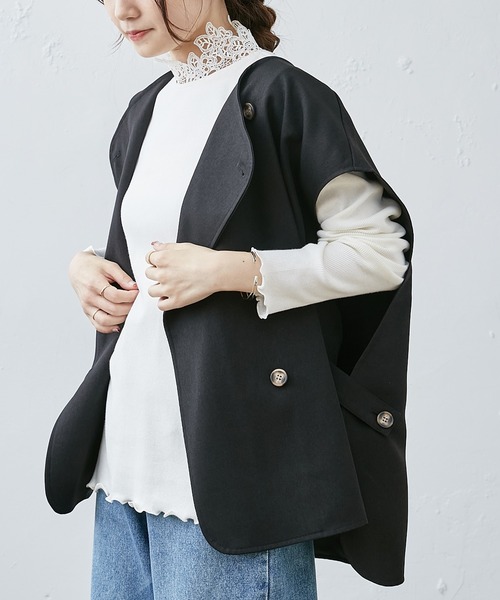 PUAL CE CIN（ピュアルセシン）の「テレコレース襟ロングスリーブインナー（Tシャツ/カットソー・レディース・ブラック/オフホワイト・FREE）」の5枚目の写真