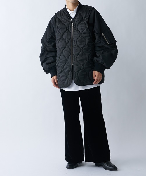 Lui's（ルイス）の「レイヤードキルティングMA-1（MA-1・メンズ・ブラック/ネイビー・S/M）」の3枚目の写真