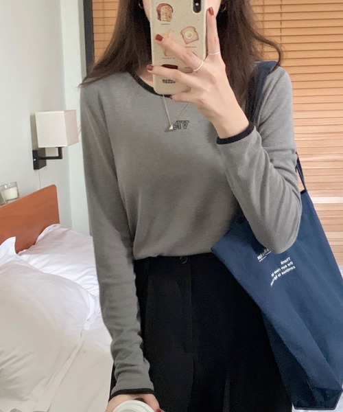 Vipoa(ヴィポア)の「パイピングロゴカットソー(Tシャツ/カットソー・レディース・ベージュ/グレー/アイボリー/ブラック・FREE)」の19枚目の写真