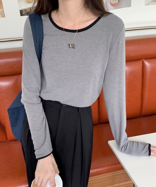 Vipoa(ヴィポア)の「パイピングロゴカットソー(Tシャツ/カットソー・レディース・ベージュ/グレー/アイボリー/ブラック・FREE)」の20枚目の写真