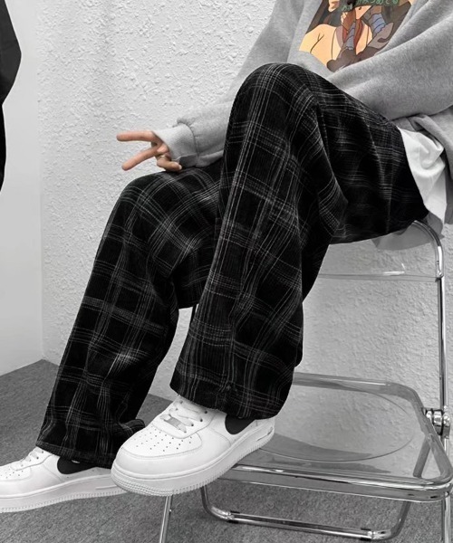 Ressaca(レサーカ)の「チェック柄 ルーズシルエット ストレートイージーパンツ(その他パンツ・メンズ・ブラック/グリーン・L/XL/M)」の2枚目の写真