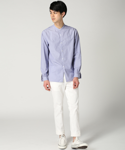 EDIFICE（エディフィス）の「◇トルファンコットンハケメ バンドカラーL/S（シャツ/ブラウス・メンズ・ブルー/ネイビー・44/46/50/48）」の8枚目の写真