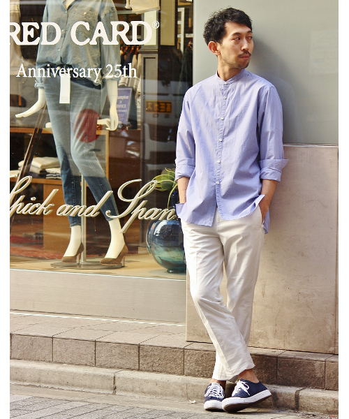 EDIFICE（エディフィス）の「◇トルファンコットンハケメ バンドカラーL/S（シャツ/ブラウス・メンズ・ブルー/ネイビー・44/46/50/48）」の16枚目の写真