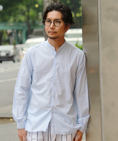 EDIFICE（エディフィス）の「◇トルファンコットンハケメ バンドカラーL/S（シャツ/ブラウス・メンズ・ブルー/ネイビー・44/46/50/48）」の18枚目の写真