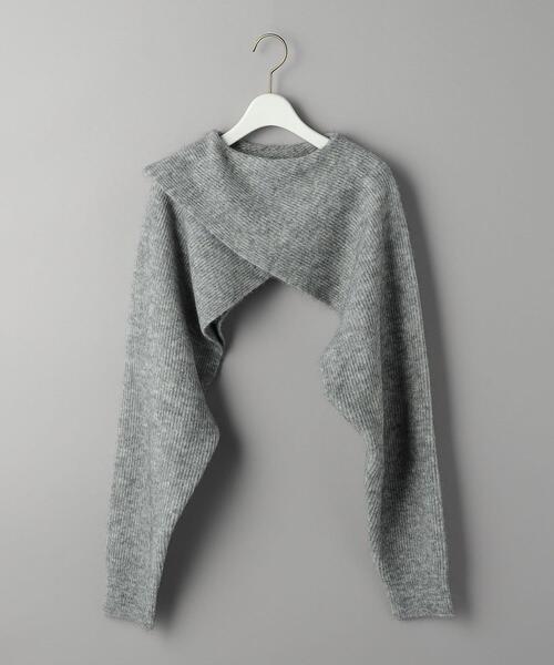 BEAUTY&YOUTH UNITED ARROWS(ビューティーアンドユースユナイテッドアローズ)の「ウール&モヘヤブレンド ショート ロングスリーブ ニット(ニット/セーター・レディース・ブラック/ダークグレー・FREE)」の1枚目の写真