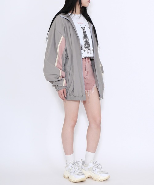 Figments（フィグメンツ）の「オーバートラックジャケット（ナイロンジャケット・レディース・ブラック/グリーン/パープル/サックスブルー/ネイビー/グレー・LARGE/X-LARGE）」の14枚目の写真