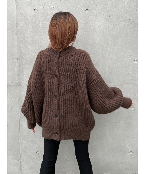 ENVYM（アンビー）の「２ＷＡＹオーバーニットカーデ（カーディガン/ボレロ・レディース・ブラウン/ネイビー/アイボリー・FREE）」の5枚目の写真