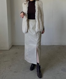 LE MORE | フロントスリットフェイクレザースカート(スカート)