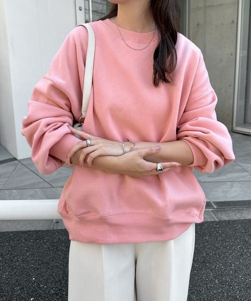 セール】【新色追加】裏起毛ボリューム袖スウェットトップス