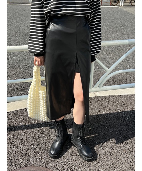 PHILLY（フィリー）の「フロントスリットロングスカート（スカート・レディース・ブラック/ブラック系その他・FREE）」の2枚目の写真