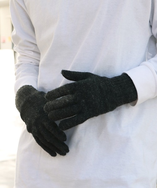 Black Sheep(ブラックシープ)の「Black Sheep/ブラックシープ KNIT GLOVE ニットグローブ(手袋・メンズ・チャコール・ONE SIZE)」の7枚目の写真