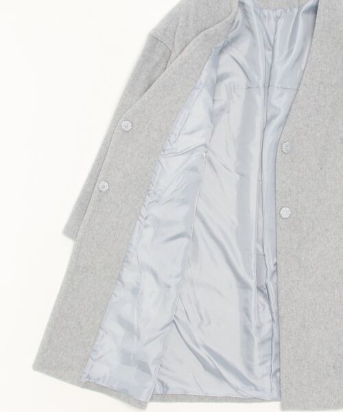 A.N.L（エーエヌエル　レーベル）の「A.N.L ウールＶネックコート（ノーカラージャケット・レディース・ブラック/オフホワイト/グレー・38）」の5枚目の写真