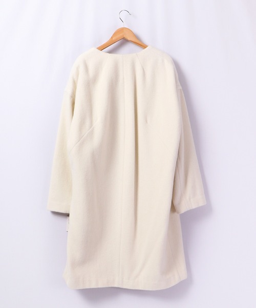 A.N.L（エーエヌエル　レーベル）の「A.N.L ウールＶネックコート（ノーカラージャケット・レディース・ブラック/オフホワイト/グレー・38）」の7枚目の写真