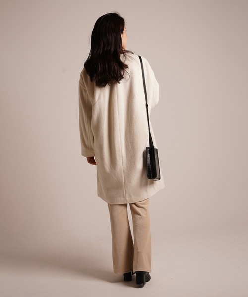 A.N.L（エーエヌエル　レーベル）の「A.N.L ウールＶネックコート（ノーカラージャケット・レディース・ブラック/オフホワイト/グレー・38）」の11枚目の写真