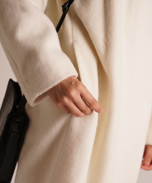 A.N.L（エーエヌエル　レーベル）の「A.N.L ウールＶネックコート（ノーカラージャケット・レディース・ブラック/オフホワイト/グレー・38）」の16枚目の写真