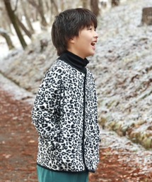 【KIDS】レオパードフリーススナップカーデガン