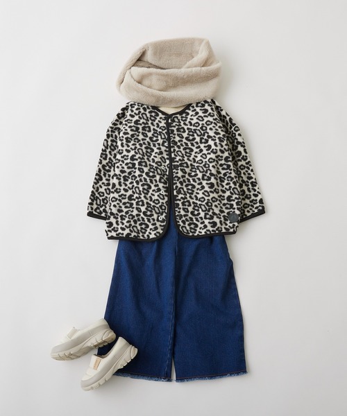 CIAOPANIC TYPY(チャオパニックティピー)の「【KIDS】レオパードフリーススナップカーデガン(カーディガン/ボレロ・キッズ・サンドベージュ/アイボリー・S/M/L/XL/XXL)」の6枚目の写真