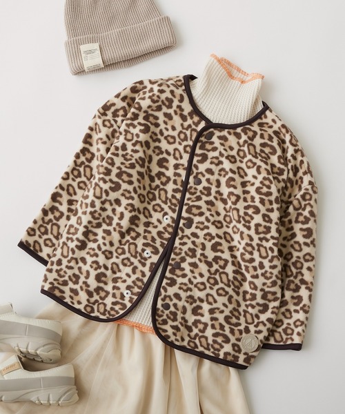 CIAOPANIC TYPY(チャオパニックティピー)の「【KIDS】レオパードフリーススナップカーデガン(カーディガン/ボレロ・キッズ・サンドベージュ/アイボリー・S/M/L/XL/XXL)」の15枚目の写真
